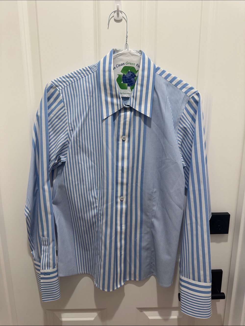 Liz Claiborne Blue and White Striped Dress Shirt
